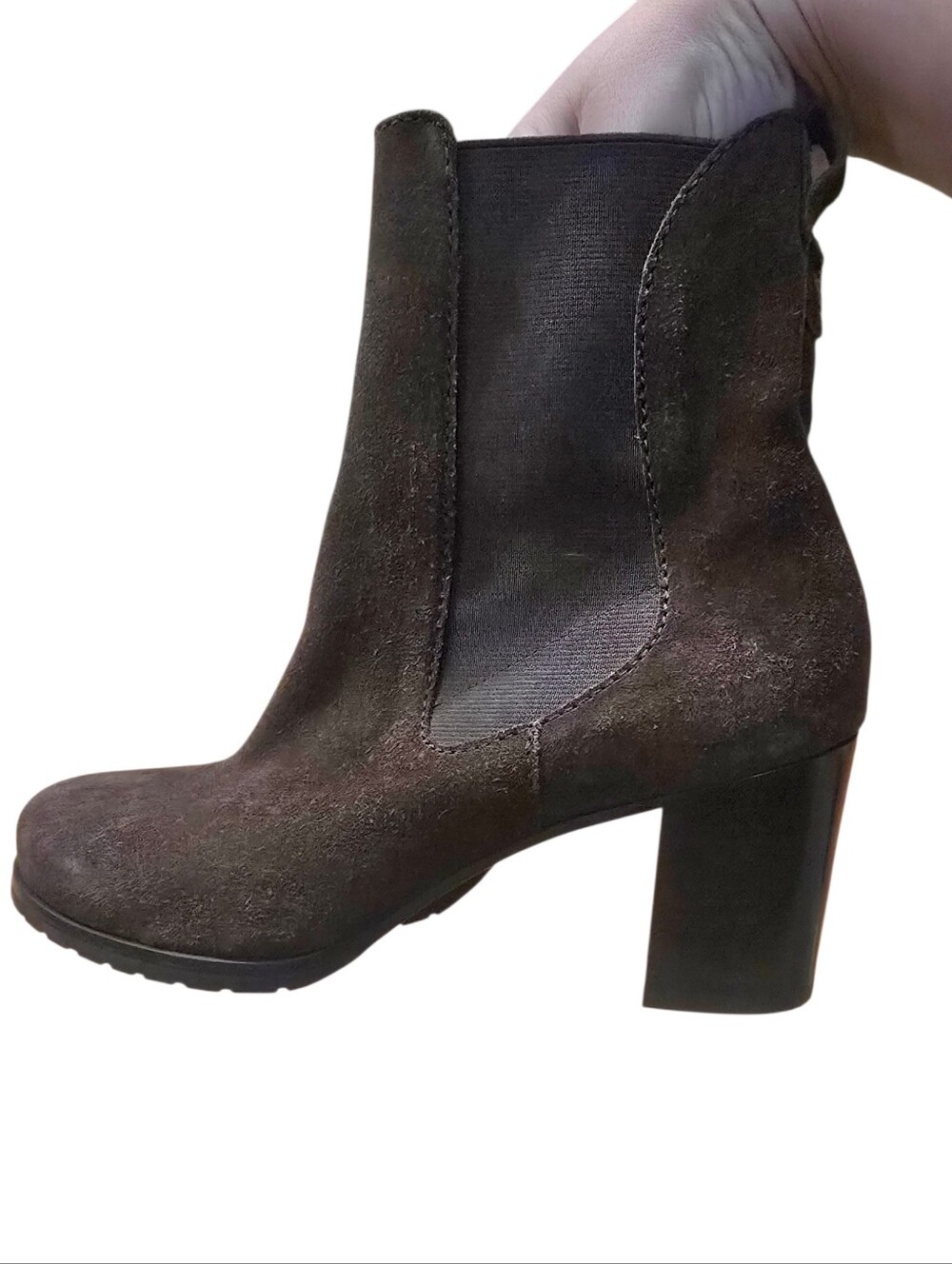 Cole Haan Brown Suede Bootie With Thick Heal In Size 10